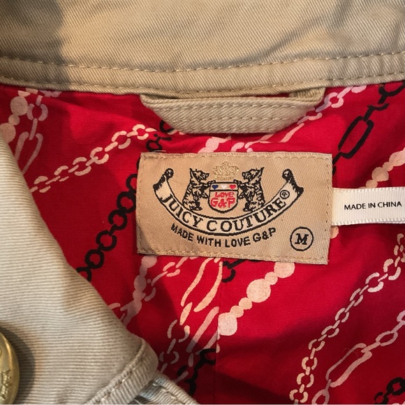 Juicy Couture Y2K Tan Trench Coat Gold Accents 3/4 Sleeve Women’s Medium EUC - Picture 13 of 14